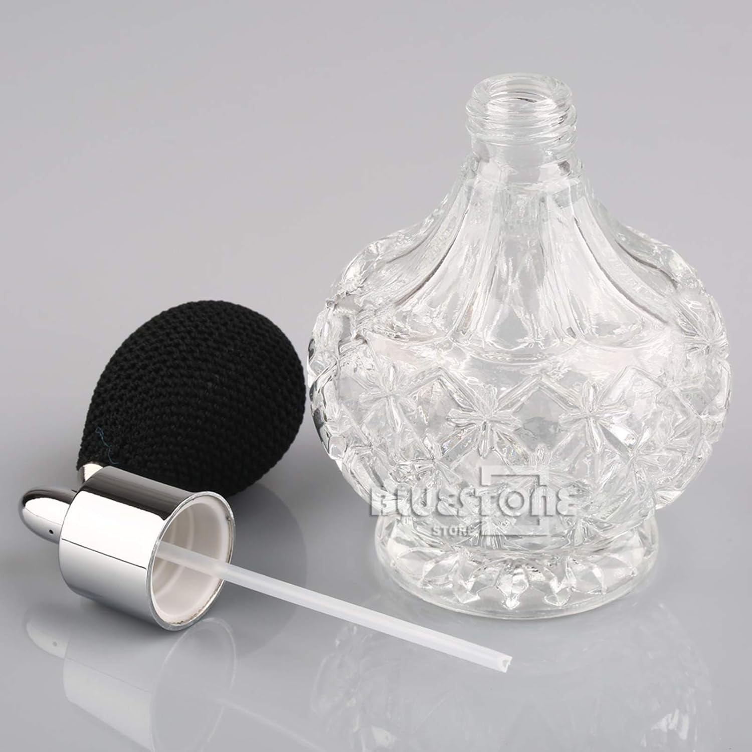 80Ml Vintage Glass Clear Perfume Spray Bottle Atomizer Black Short Pump image number 5