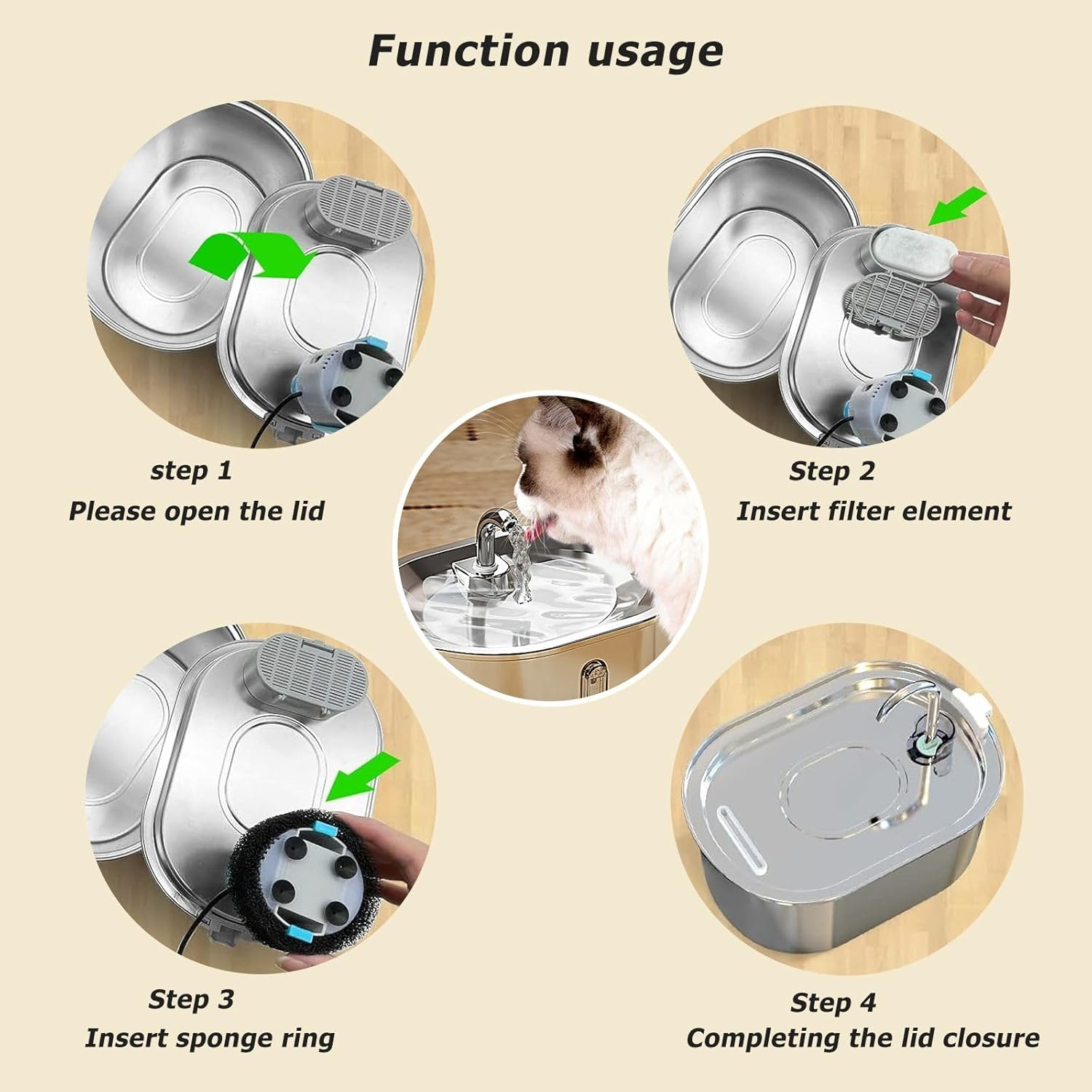 24 Pcs Cat Water Fountain Filters Set, 12 Pcs Carbon Filters and 12 Pcs Foam Filter, Cat Fountain Filters, Pet Water Fountain Filters for 3.2L/2L Cat Water Fountain and Pet Water Fountain image number 3