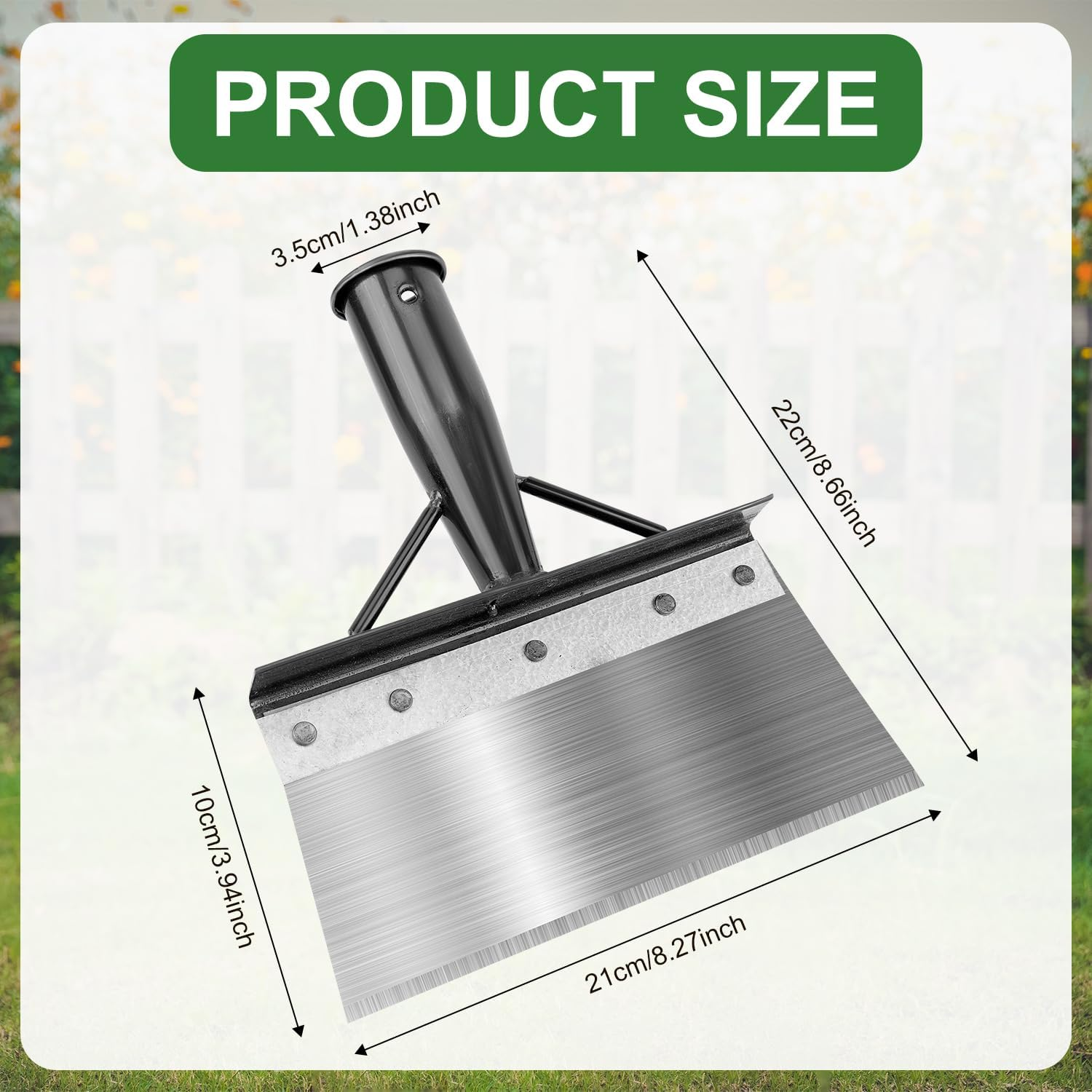 Multifunctional Garden Cleaning Shovel, 21Cm Outdoor Cleaning Shovel Manganese Steel Square Garden Shovel Weed Scraper Shovel Gardening Tool for Removing Weed Snow (Without Handle) image number 2