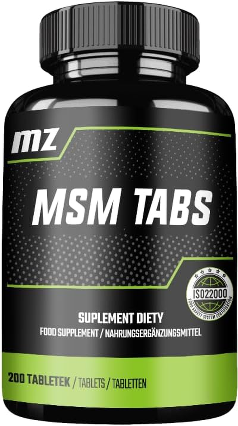 MSM 1000 Mg per Serving - 200 Vegan Tablets - 100 Servings per Bottle - for Joint Support - Diet Supplement by MZ