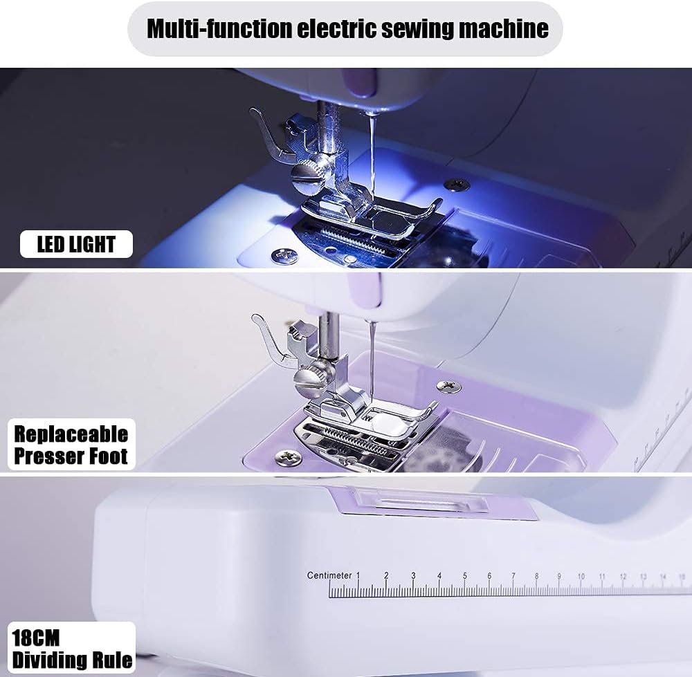 Rxmeili Sewing Machine Portable Mini Electric Sewing Machine for Beginners 12 Built-In Stitches 2 Speed with Foot Pedal，Light, Storage Drawer image number 6