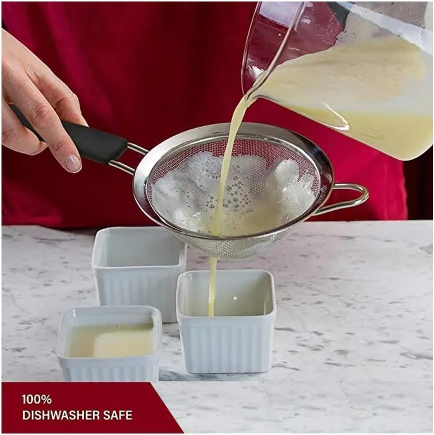 E Eleen Stainless Steel Strainer | Set of 3 Kitchen Strainers Available Sizes (S,M,L) | Perfect Strainers for Kitchen Use (Black Handle Pack of 3)