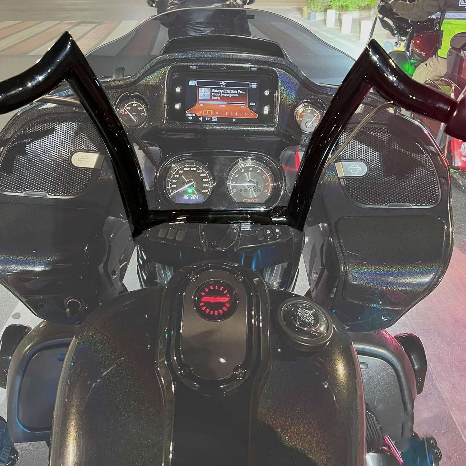 12&rdquo; Ape Hangers Handlebars Compatible for Harley-Davidson, Black image number 2