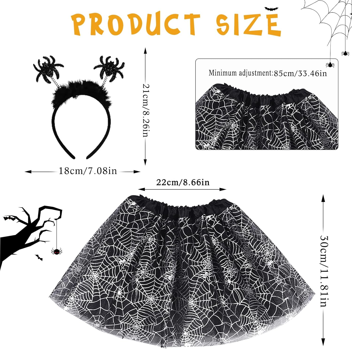 Witch Costume Children, Halloween Witch Costume Girls, Witch Tutu Skirt with Hairband, Witch Fancy Dress Set, Witch Costume for Carnival Halloween Fancy Dress Cosplay Party - Silver image number 5