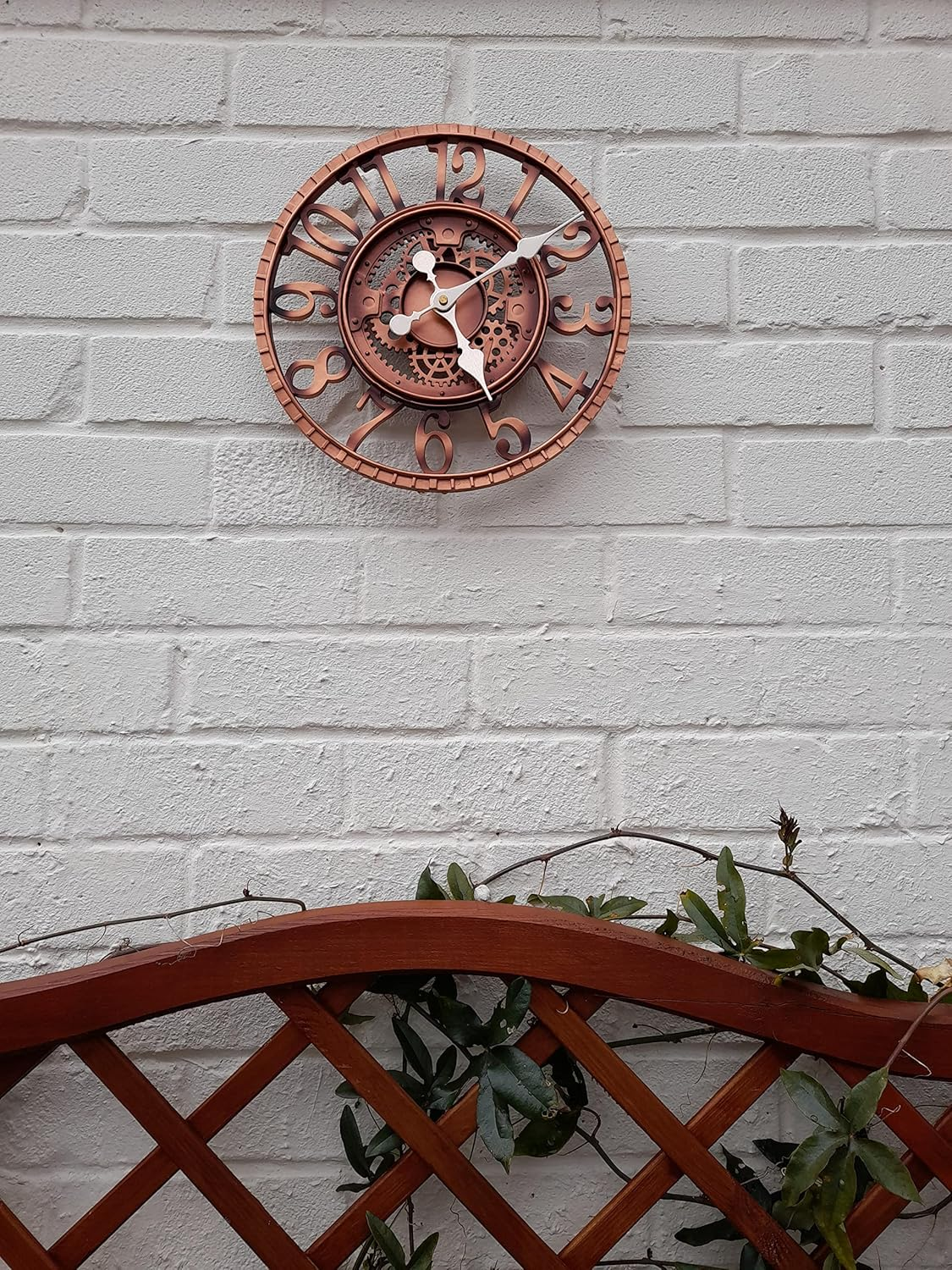 Outdoor Wall Clock 30 Cm Garden Clocks Waterproof Outdoor Wall Clock Vintage Kitchen Living Room Wall Clock Industrial 3D Wall Clock - Ticking (Copper) image number 2