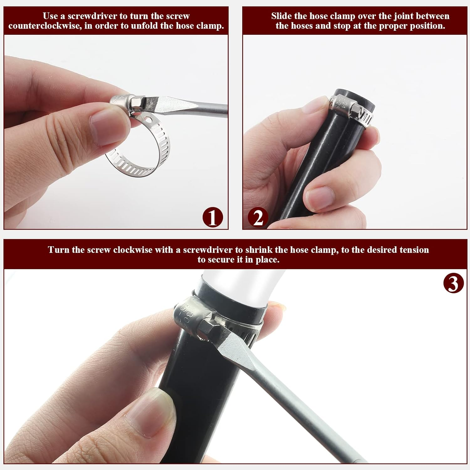 Auvotuis 25 Pack Stainless Steel Hose Clamp Adjustable 1/2" - 3/4" (13-19Mm) Worm Gear Hose Clamp, Stainless Steel Fuel Line Pipe Clamp for Plumbing, Automotive and Mechanical Application image number 4