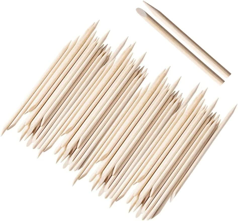 200 Count Nail Art Wood Sticks Wooden Cuticle Remover, Orange Wood Stick Cuticle Pusher Remover, Pusher Manicure Pedicure Tool Disposable(4.6 Inch) image number 2