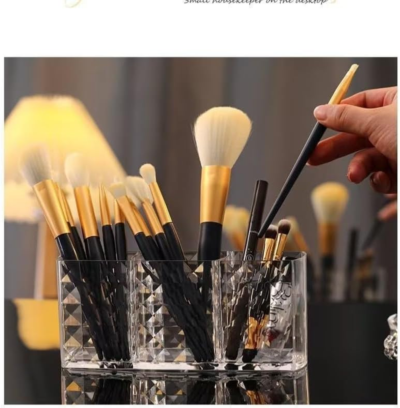 Acrylic Makeup Finger Nail Art Tool Organizer 3 Spaces for Storing Beauty Nail Art Kit Tools (Transparent, One Size) image number 3