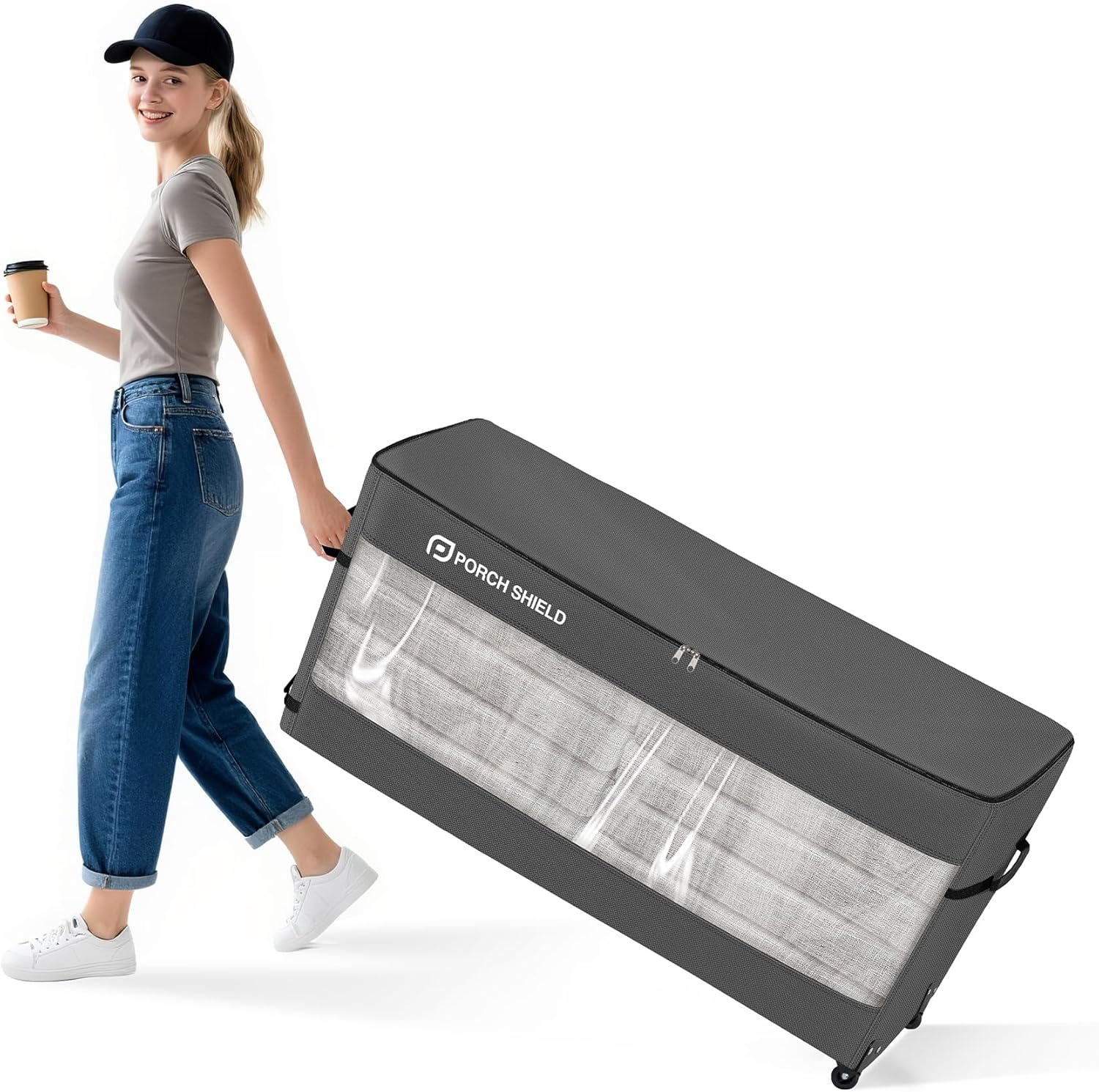 Porch Shield Outdoor Cushion Storage Bag 62 Inch Waterproof outside Storage Bags for Patio Furniture with Zippers and Handles