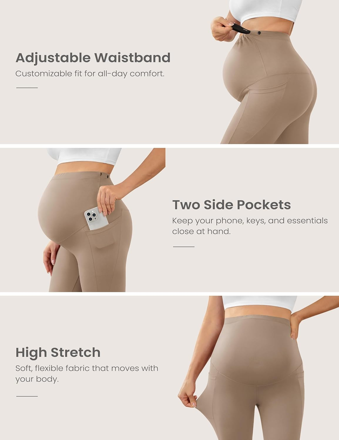 VALANDY Creamlush 4 Pack Maternity Leggings with Pockets over the Belly-Buttery Soft Yoga Workout Pregnant Pants image number 1