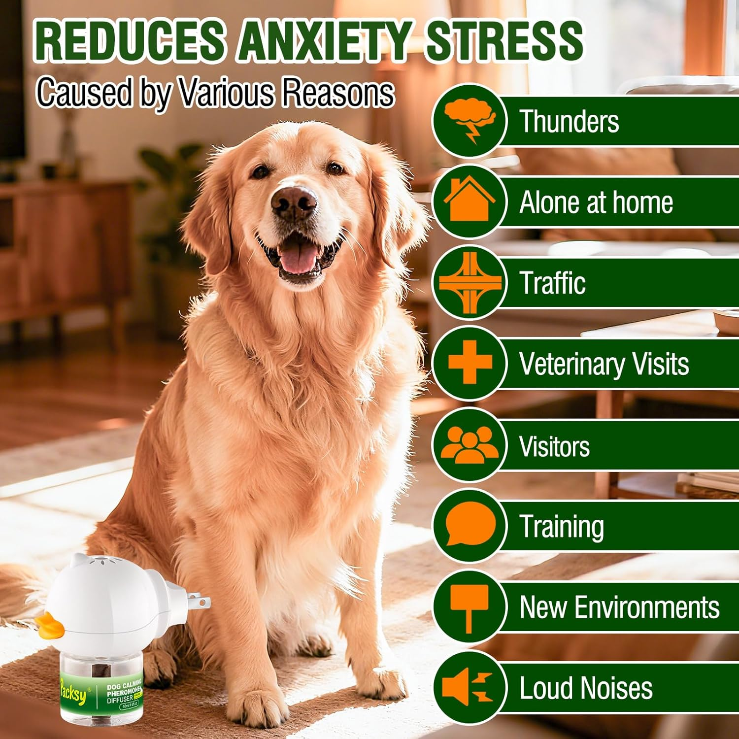 Dog Calming Pheromone Diffuser with 2 Refill Packs,Natural Anxiety Relief for Dogs, Reduces Stress and Barking Effectively,Fit All Breeds,2 Refills image number 4