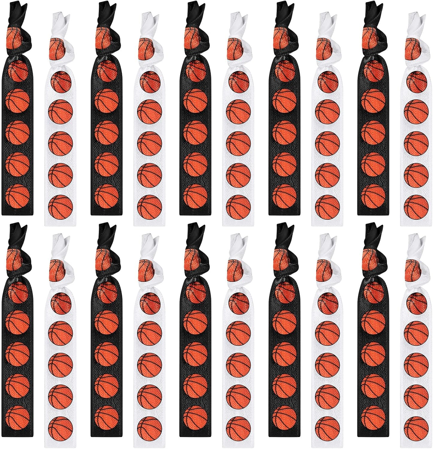 Hanaive 20 Pcs Basketball Hair Ties Elastic Ponytail Holders No Crease Ribbon Basketball Hair Accessories for Party Team (Orange) image number 1