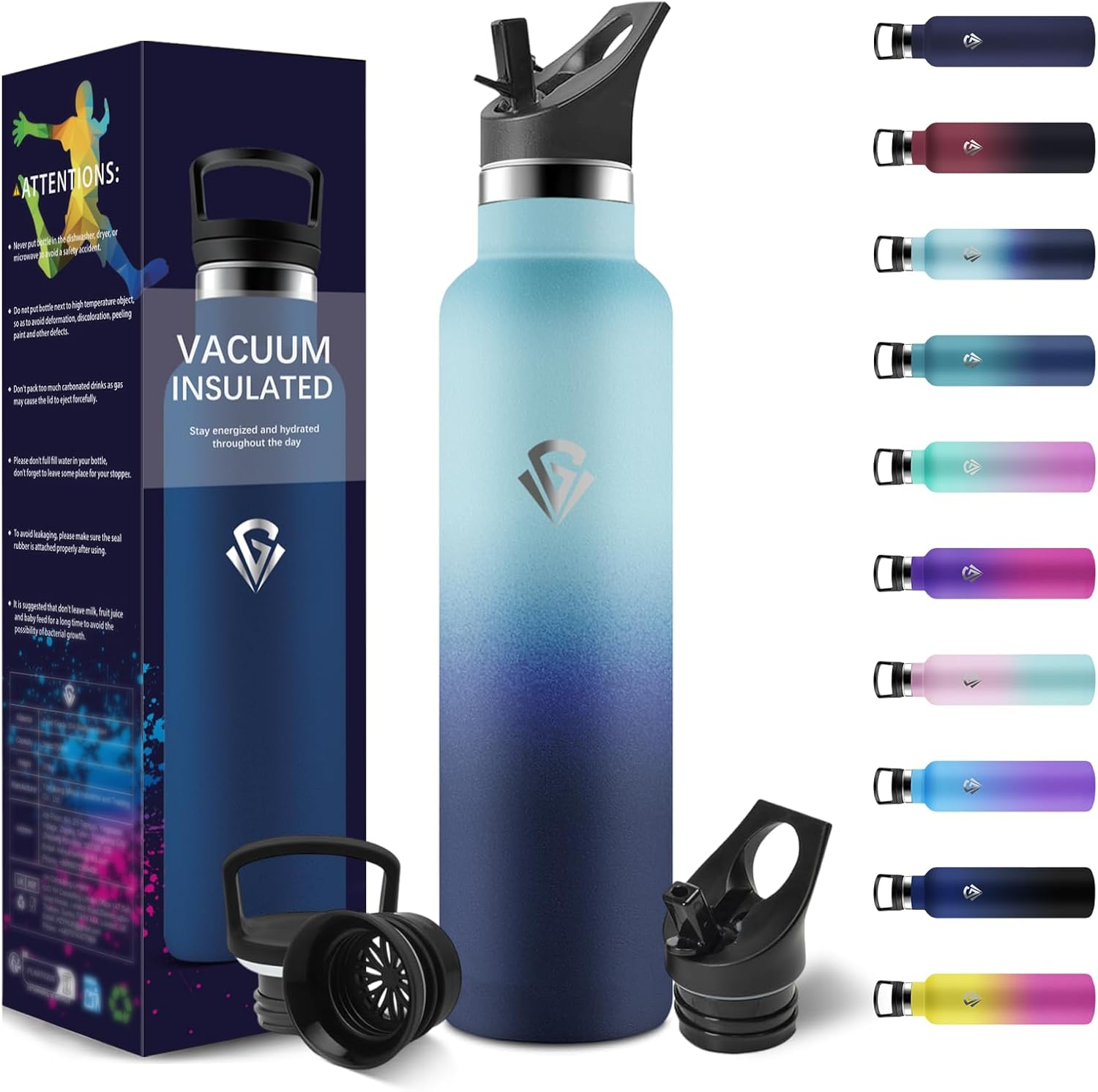 Honeyholly Stainless Steel Water Bottle 1 Litre, BPA Free Thermo Bottle, Thermal Water Bottle, Double Wall Vacuum Insulation, Cold Water Thermos, Thermal Canteen for Adults, Sport, Office