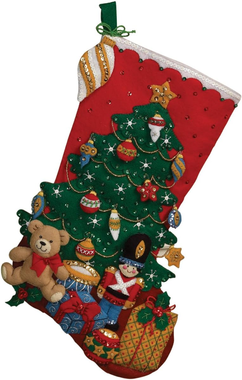 Bucilla 18-Inch Christmas Stocking Felt Applique Kit, 86303 under the Tree