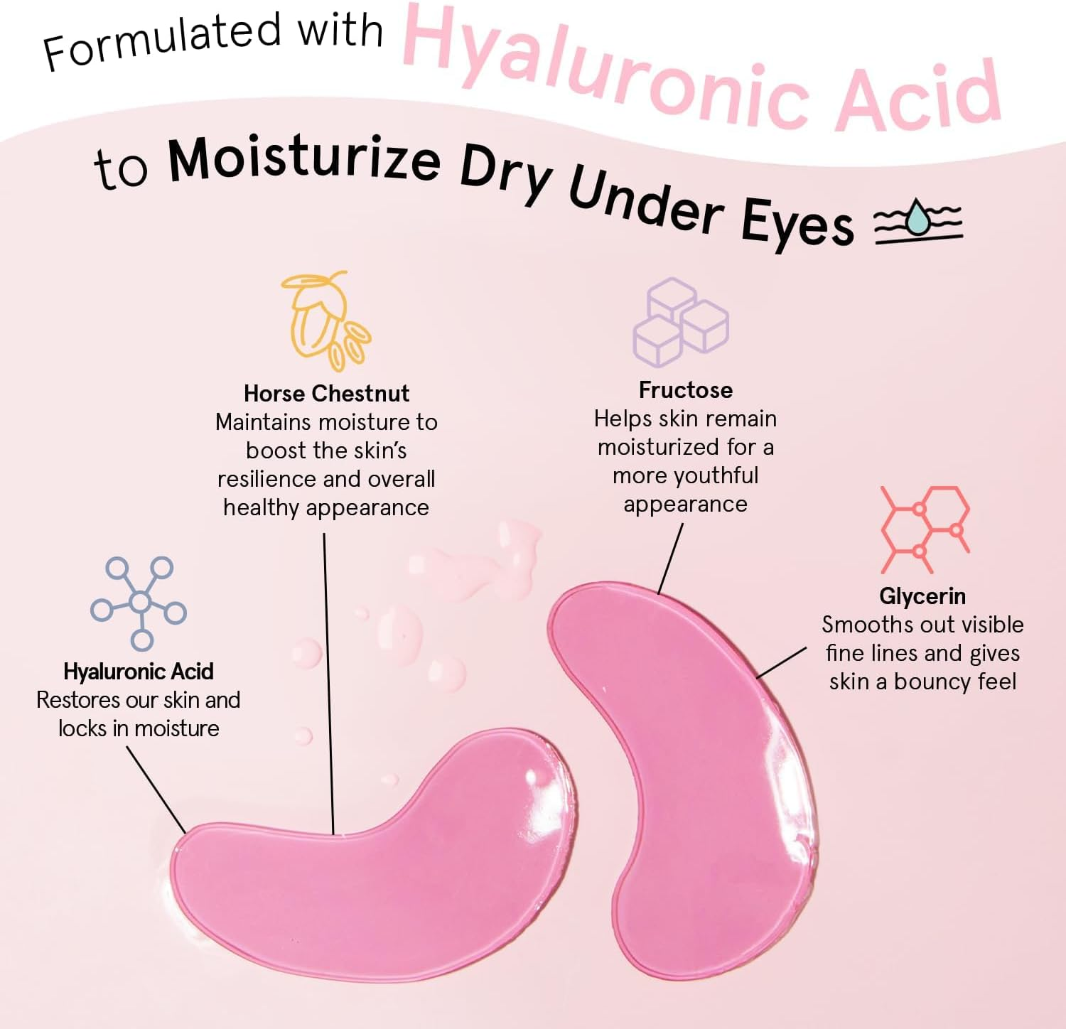 Grace & Stella Award Winning Hyaluronic Acid under Eye Patches - Gifts for Mom and Women - Reduce Dark Circles, Puffy Eyes, Undereye Bags & Wrinkles - under Eye Masks - Vegan (24 Pairs, Pink) image number 3