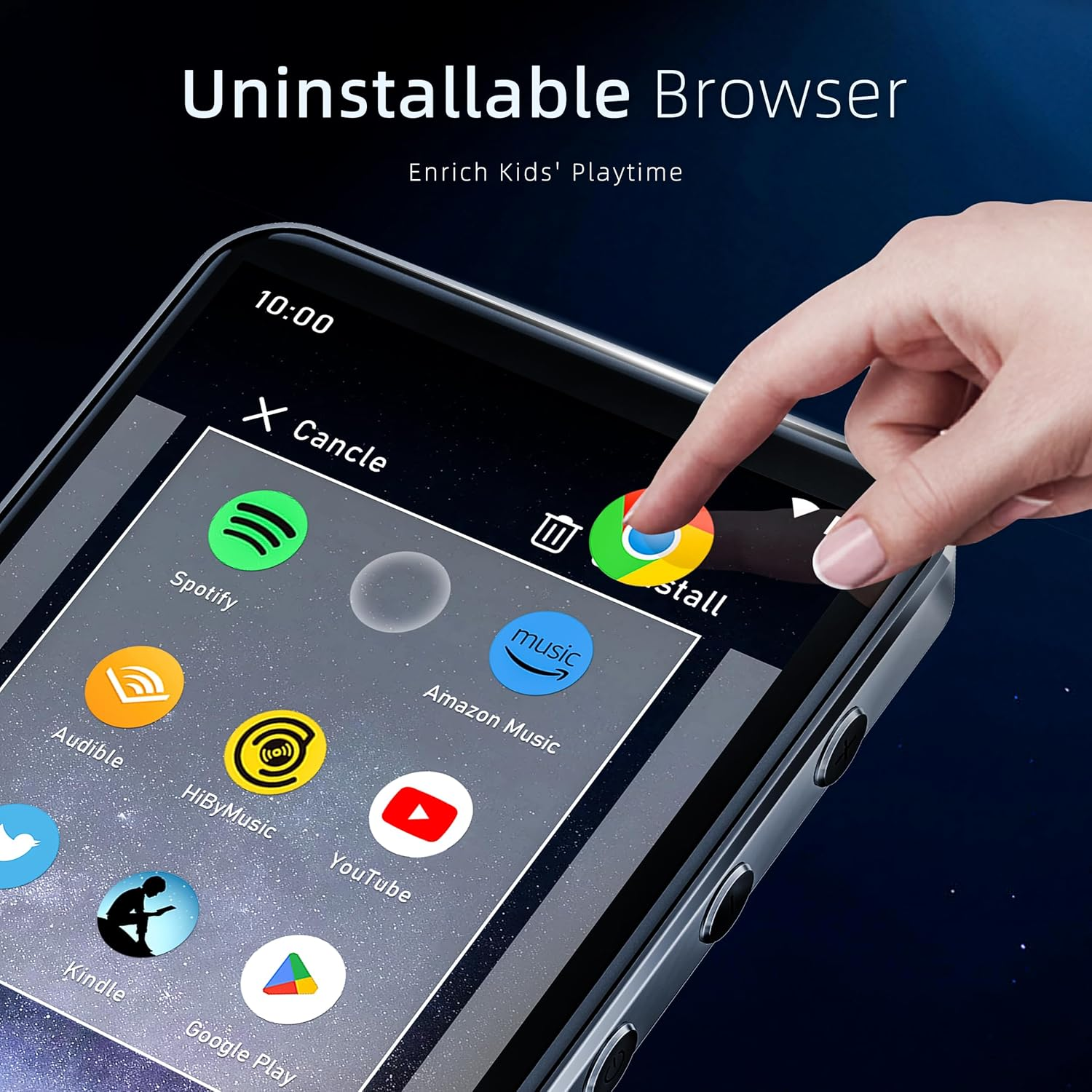 HIFI WALKER G7 Android MP3 Player with Bluetooth & Wifi, 4" Touchscreen, 3GB RAM, 144GB Storage, Supports Spotify, Youtube, Audible, Built-In Speaker, Camera, Safe Usage Settings image number 3