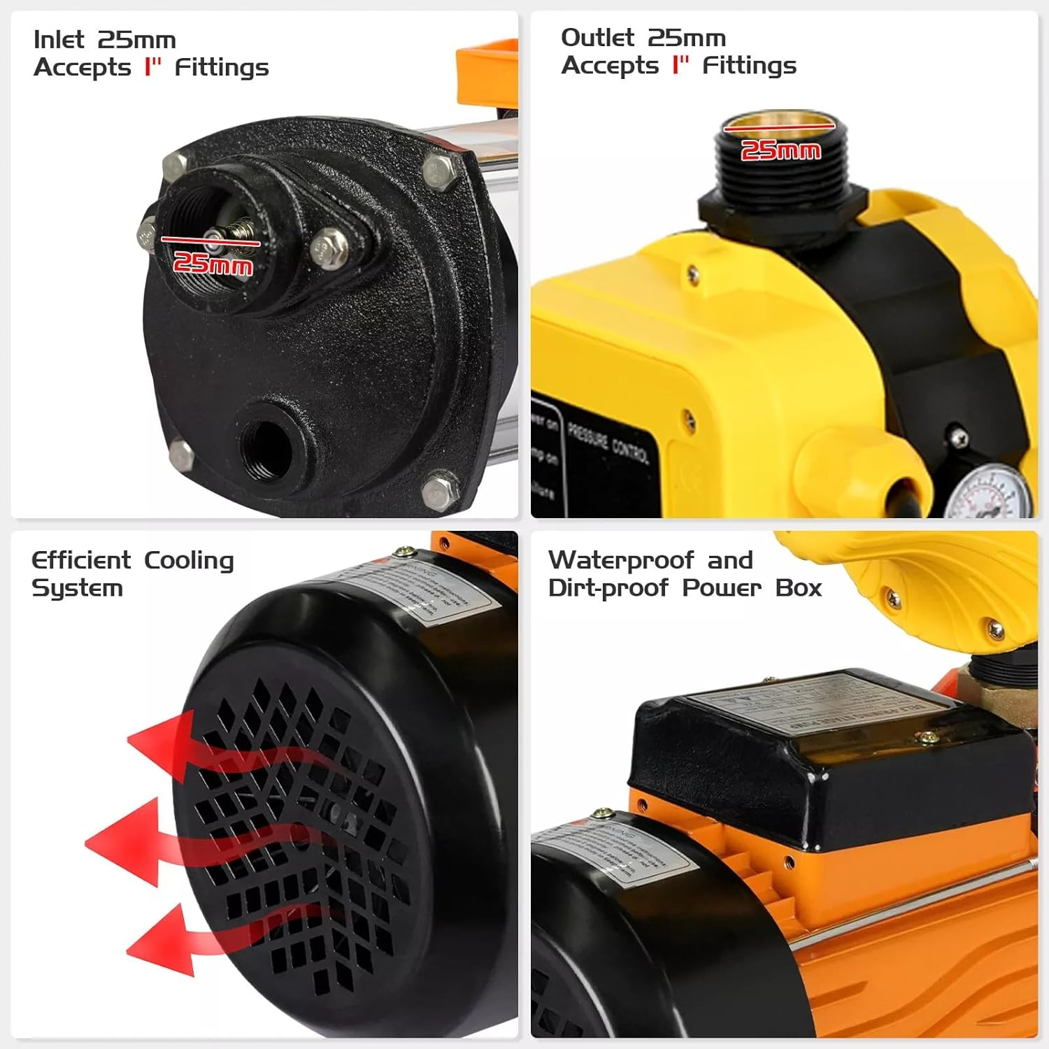 Advwin 3.5HP Water Pump, 12600L/H High Pressure Garden Pump with Smart Controller, Self-Priming and Automatic Farm Irrigation, Shallow Well for Home, Garden, and Lawn Irrigation image number 4