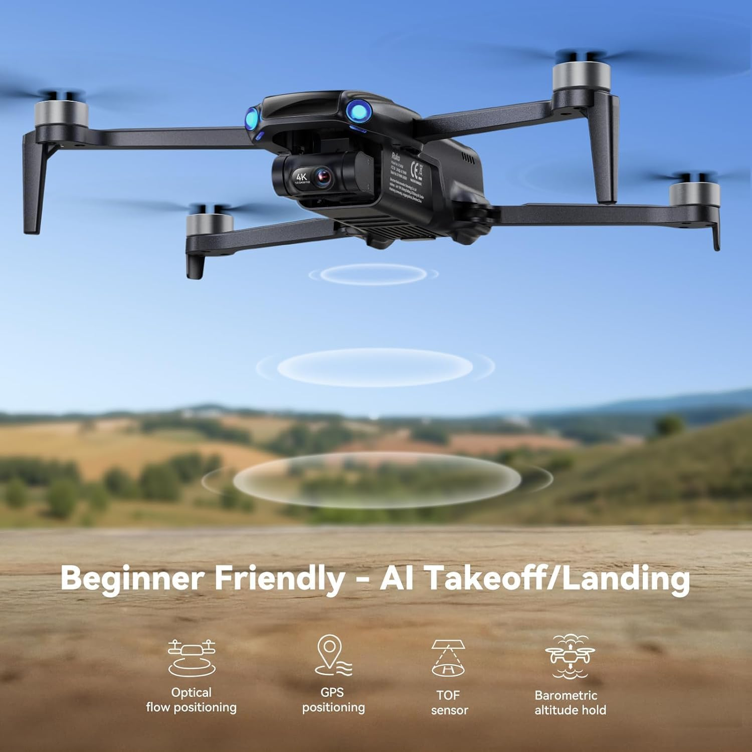 Ruko U11MINI 4K, Drones with Camera for Adults 4K Video 8K Photo, under 249G, 3-Axis Gimbal EIS, 20000Ft FPV Transmission, AI Takeoff/Landing, Auto Return, GPS with Beeper, Beginner (96-Min Flight) image number 4
