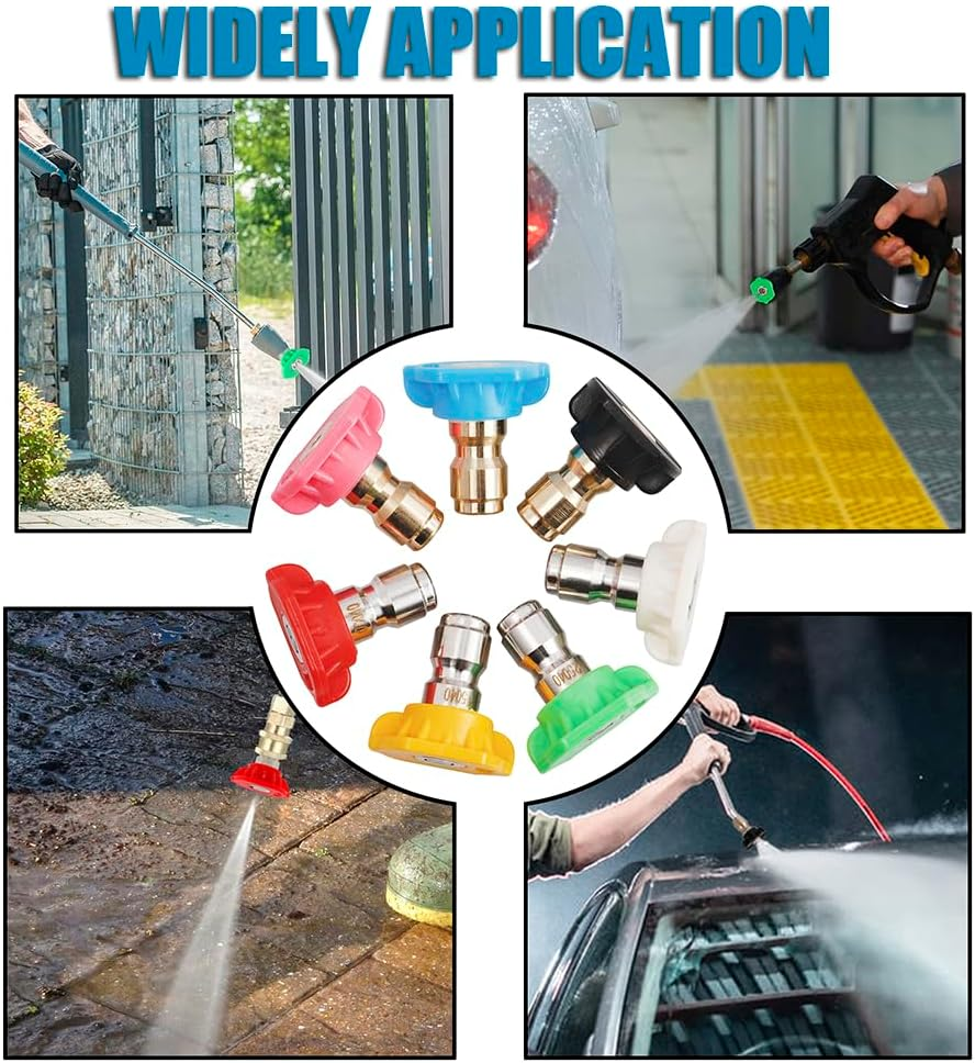 Yakamoz Pressure Washer Nozzle Tip Set with Holder, 1/4 Inch Quick Connect 7 Nozzle Tips Multiple Degrees,4000 PSI image number 3