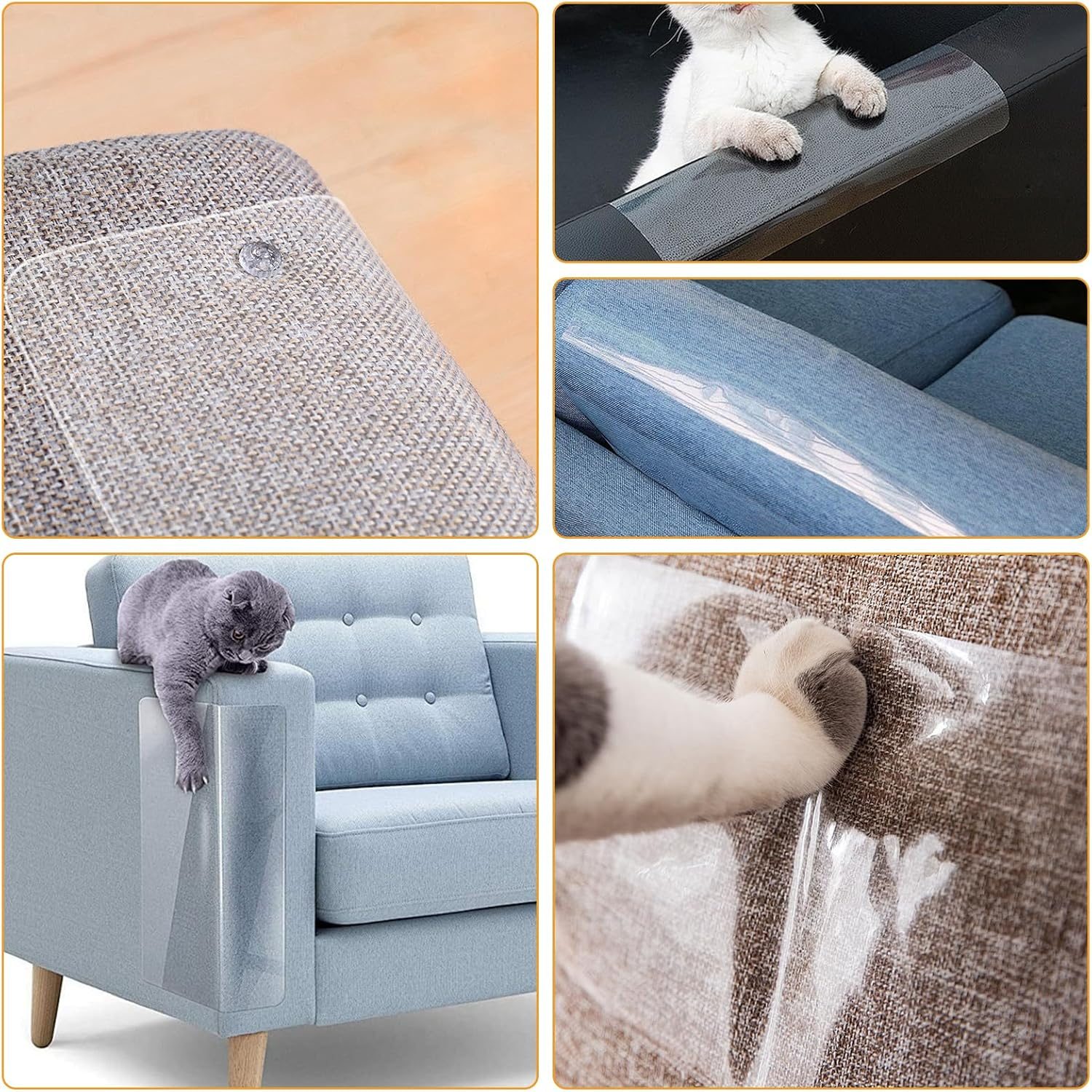 Cat Scratch Protection Film, Scratch Protection Film, Sofa Cat, Pack of 12, Self-Adhesive Scratch Protection Film, Transparent, Stop Cats Scratching, Scratch Protection for Sofa, Wall, Door And