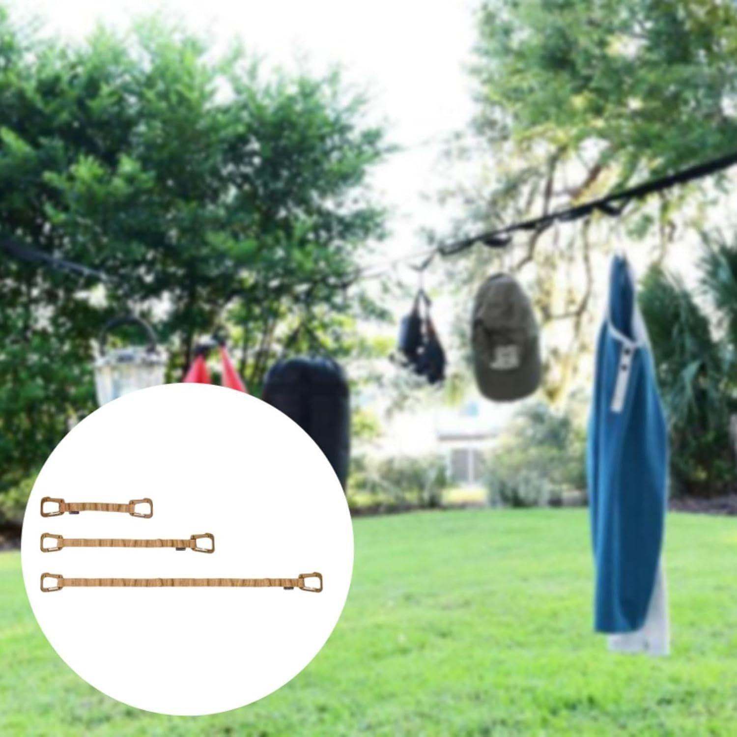 Zxpjkyu 3X Camping LANYARDS Belts Space Stain Supplies with Clip TARPER TARKER Clips - Green image number 7