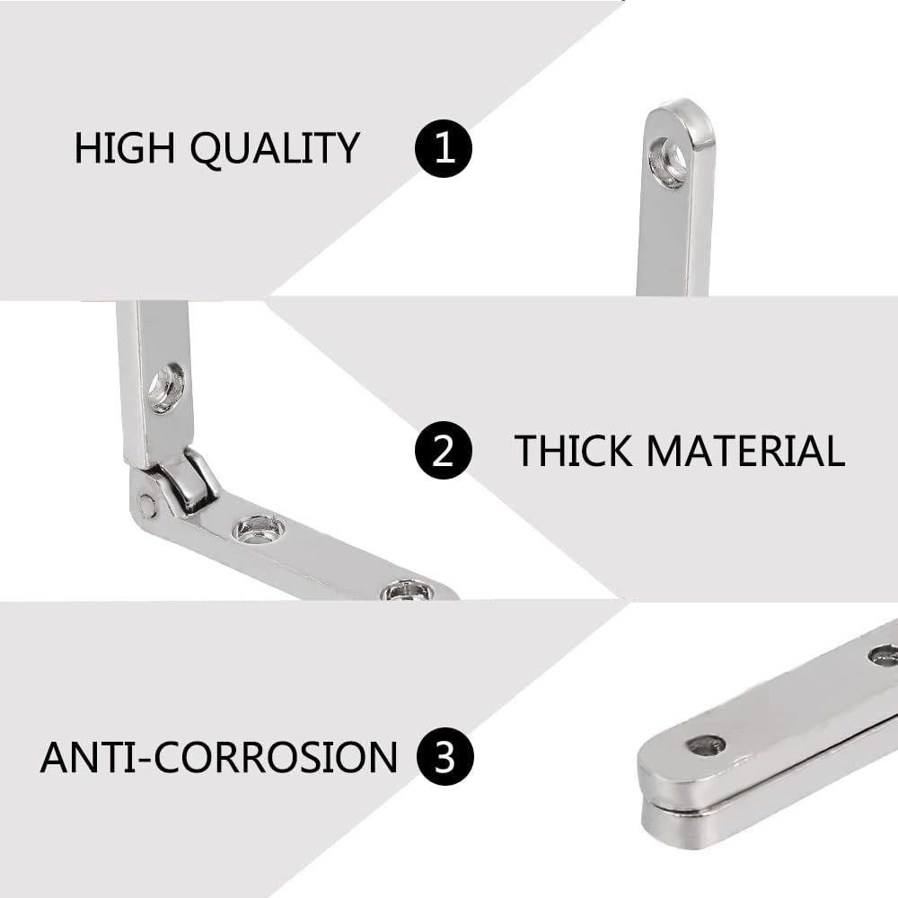Rddconkit 10 Pcs 90 Degree Hinges Wooden Box Gift Wine Jewellery Box Chest Case Hinge Cabinet Hardware with Screws (Silver) image number 2