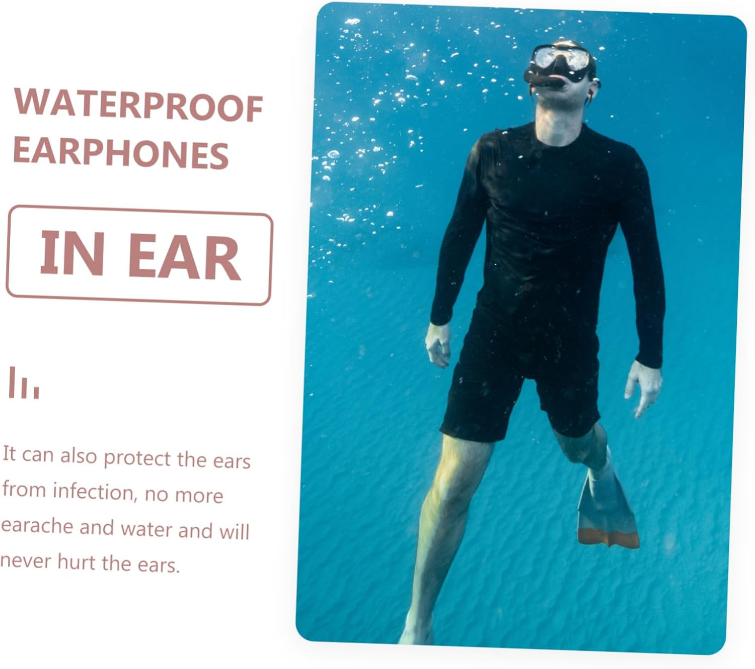 Holibanna Waterproof Underwater Earphones for Adults 2Pcs 3.5Mm In-Ear Swimming and Diving Ear Plugs Ear Hooks for Surfing and Bathing image number 5