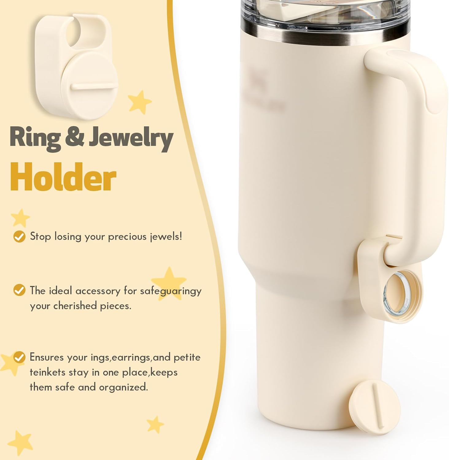 Set of 3 Accessories for 40 Oz Tumblers or Other Brands of 40 Oz Tumblers (Cream) - Cream image number 3