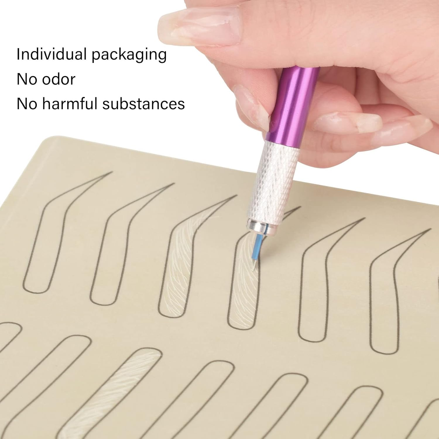 1Mm Single Side Pattern Black Inkless Microblading Supplies, 10 PCS Microblading Practice Skin Silicon for Eyebrow Microblading Supplies Machine Parts 1Mm Single image number 1