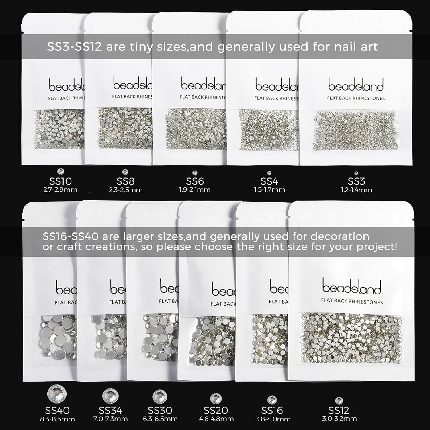 Beadsland 1440Pcs Flat Back Crystal Rhinestones round Gems for Nail Art and Craft Glue Fix,Rose (Ss20(4.6-4.8Mm)) image number 5