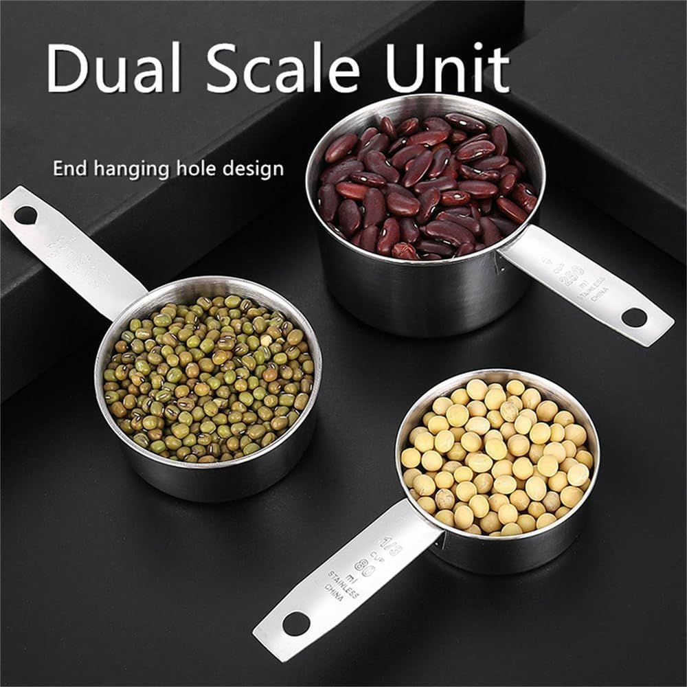 5 Pcs Stainless Steel Measuring Cups and Spoons Set Kitchen Baking Gadget Tools image number 1