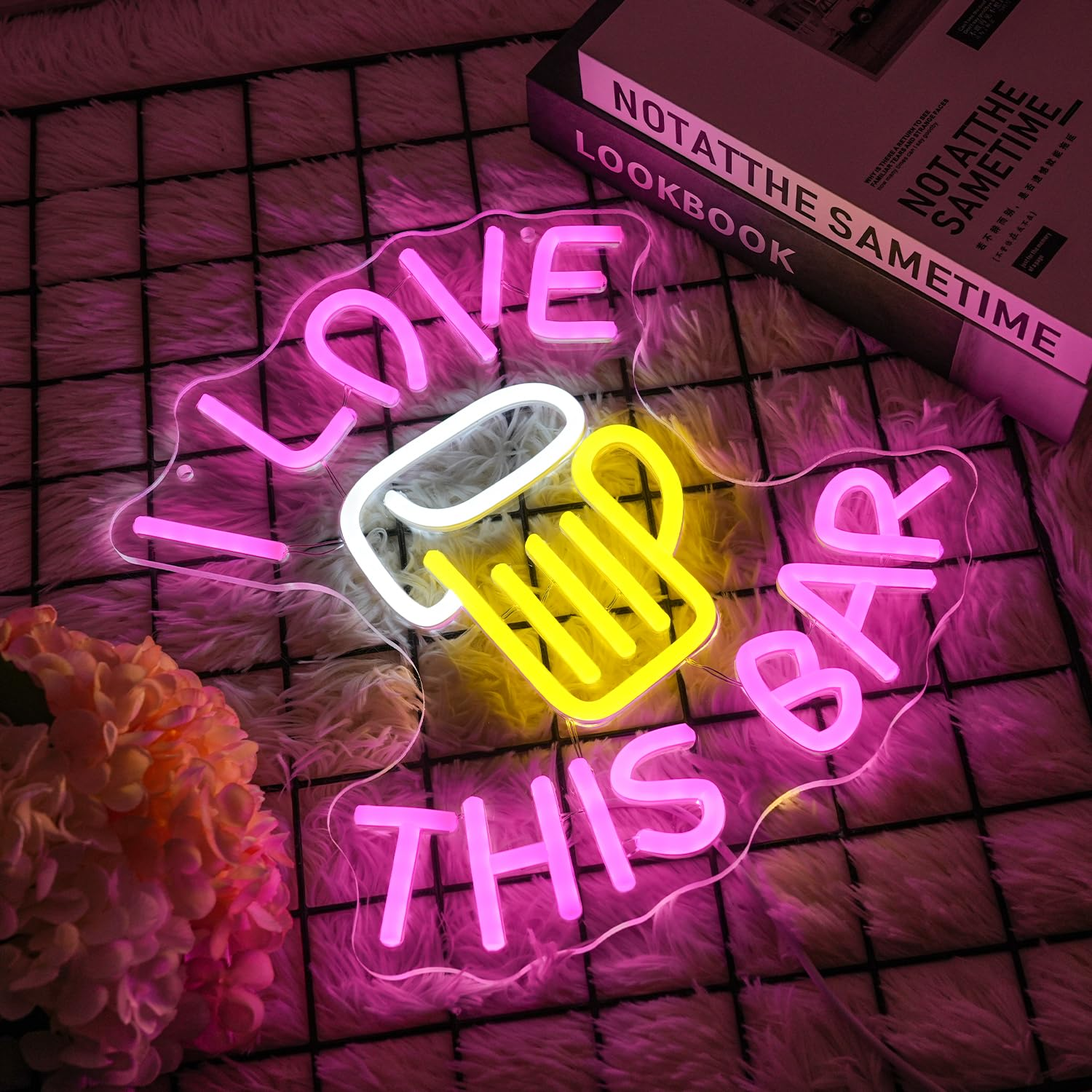LMSIGNLY I Lovethis Bar Neon Sign for Wall Decor Beer Neon Light Man Cave LED Sign Pink Letter Neon Light Sign Beer Glass LED Light Bar Sign for Home Bedroom Club Pub Party Business Ceremony image number 6
