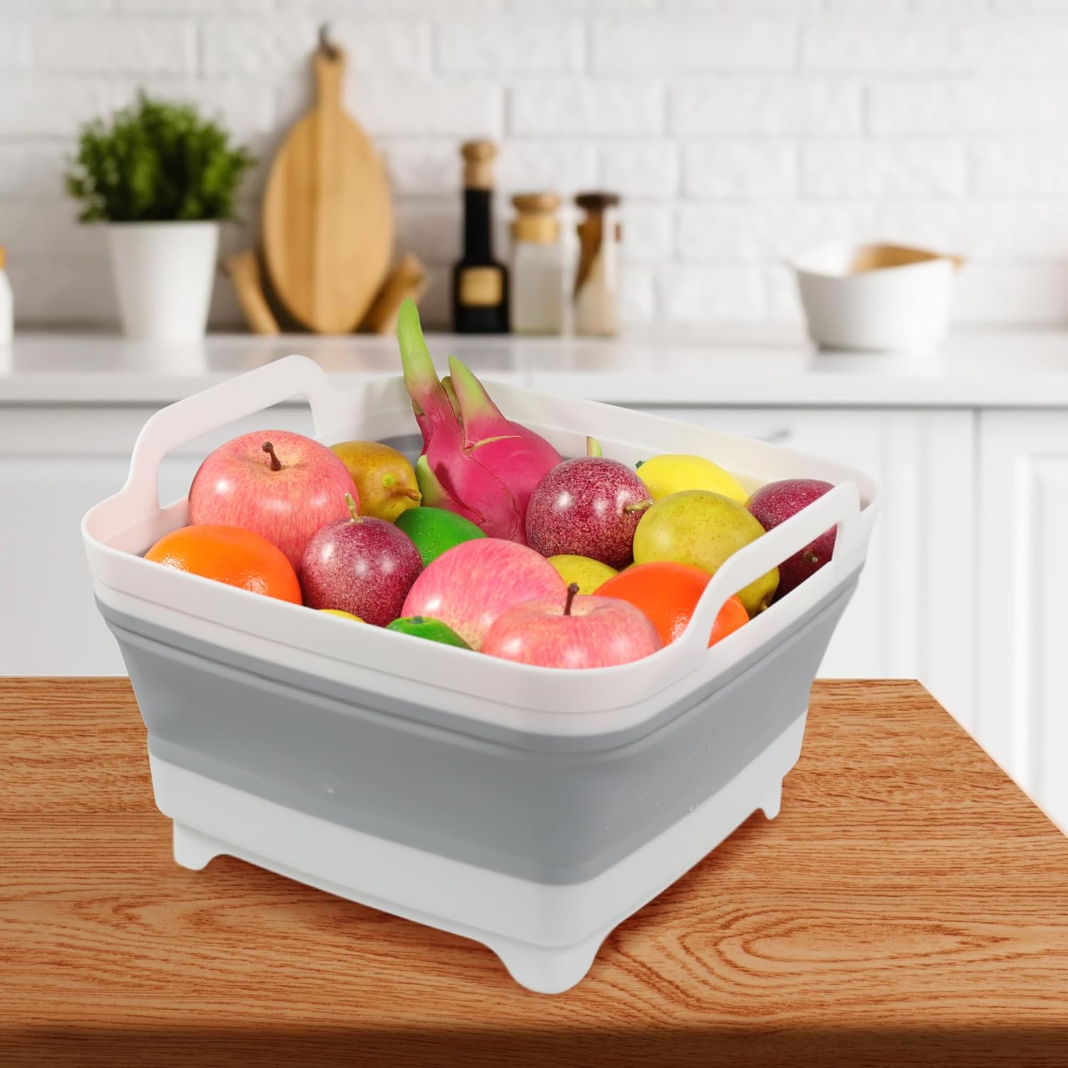 Tiawudi Dishpan for Washing Dishes, 2.4Gal/9L Wash Basin with Draining Plug Carry Handles, Collapsible Bucket for Cleaning, Portable Sink, Foldable Plastic Tub image number 1