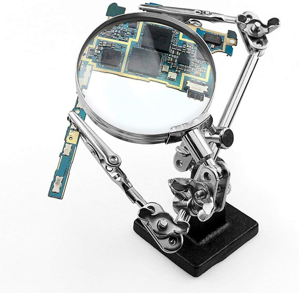 Helping Hands Magnifier Stand with Dual Alligator Clips Adjustable &ndash; FEITA 5X Magnifying Glass Perfect for Soldering, Crafting, Hobby, Micro Objects image number 6