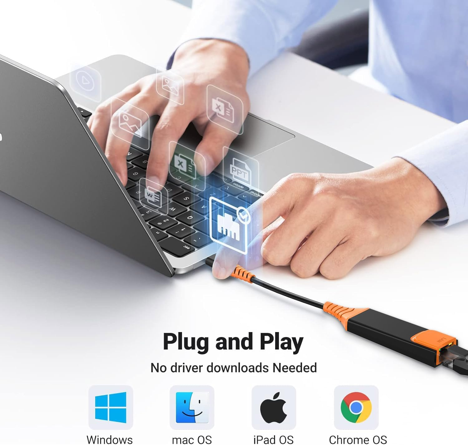 USB C to Ethernet Adapter, 1000Mbps Type C RJ45 Network Adaptor Thunderbolt 4/3 Wired LAN Internet Converter Gigabit for Switch 2 Iphone 16/15/Plus/Pro Max, Galaxy S24, PC, Macbook Air, Ipad - Grey image number 2