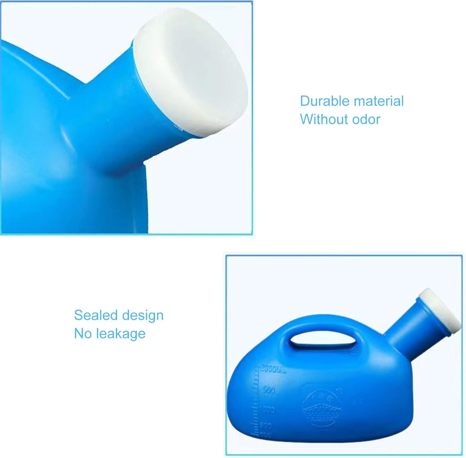 Jiawu Urinals for Men, 2000ML Plastic Pee Bottles for Men, Male Urine Bottle with Lid, Handle, Spill Proof, Long Tube, Male Urinals, Pee Container Men, Portable Urinal for Men, Elderly image number 6