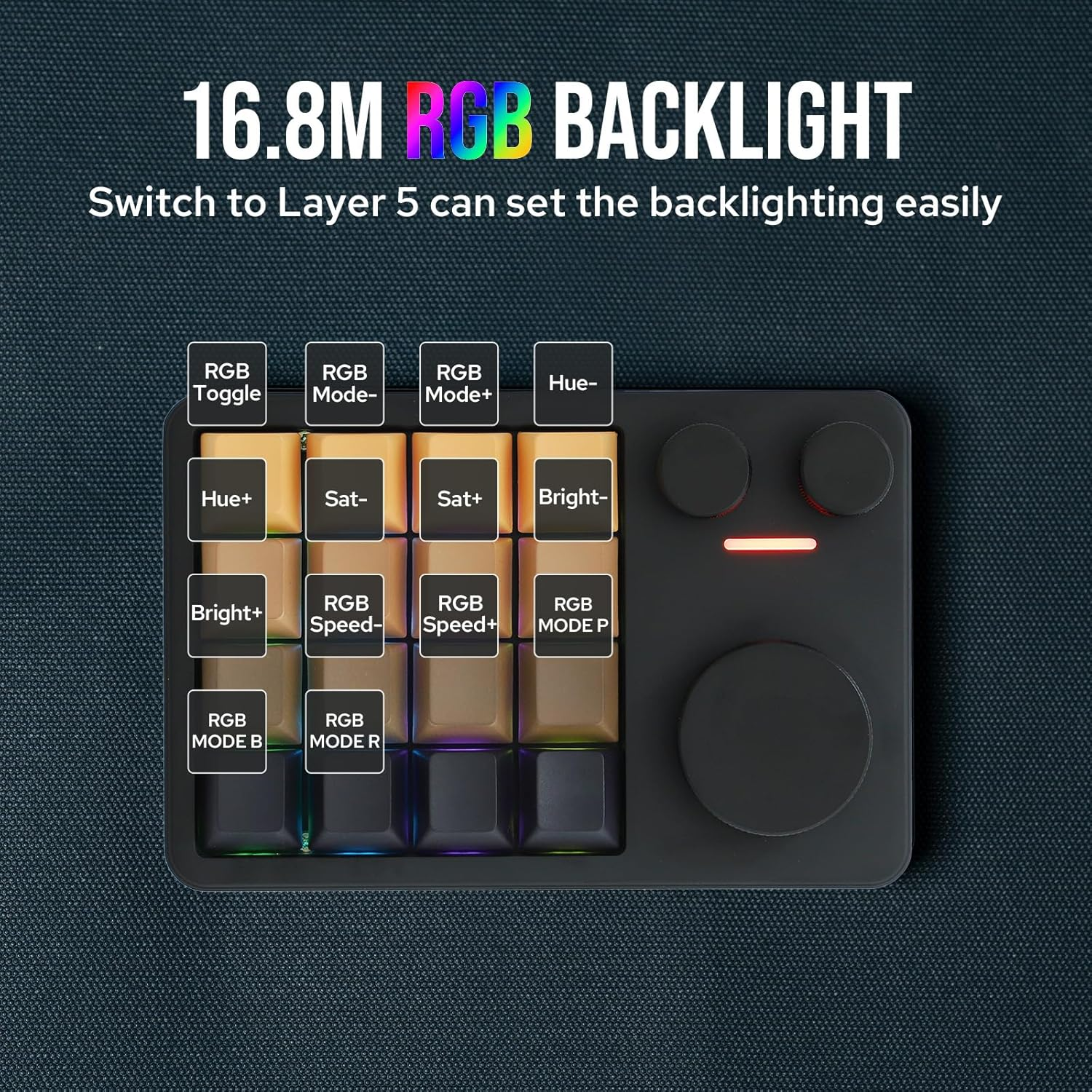 Kiiboom Cybrix 16 via Programmable Macro Pad - 16 Keys + 3 Knobs, Type-C Wired Aluminum Numpad, Hot-Swappable PCB, RGB Backlight, Lightweight & Portable Numeric Keypad for Windows & Mac (Black) image number 4