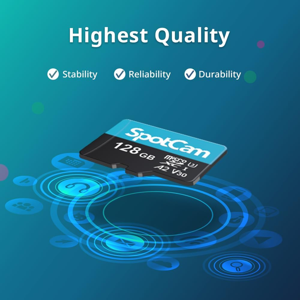 Spotcam 128GB Extreme Microsdxc UHS-I Memory Card, 128GB Microsdxc Full HD & 4K UHD, UHS-I, U3, A2, V30, Expanded Storage for Surveillance Camera image number 2
