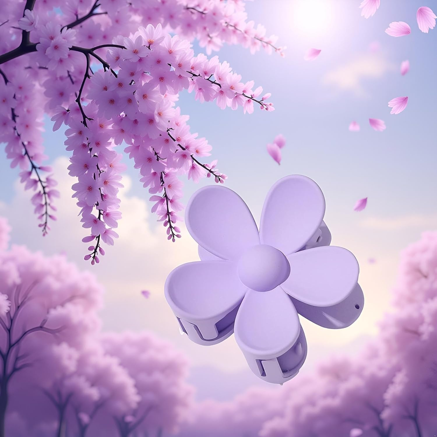 1 X Purple Flower Shaped Hair Claw Clamp Plastic Hair Claw Clamp Anti-Scratch Odor Useful Hold Firm image number 5