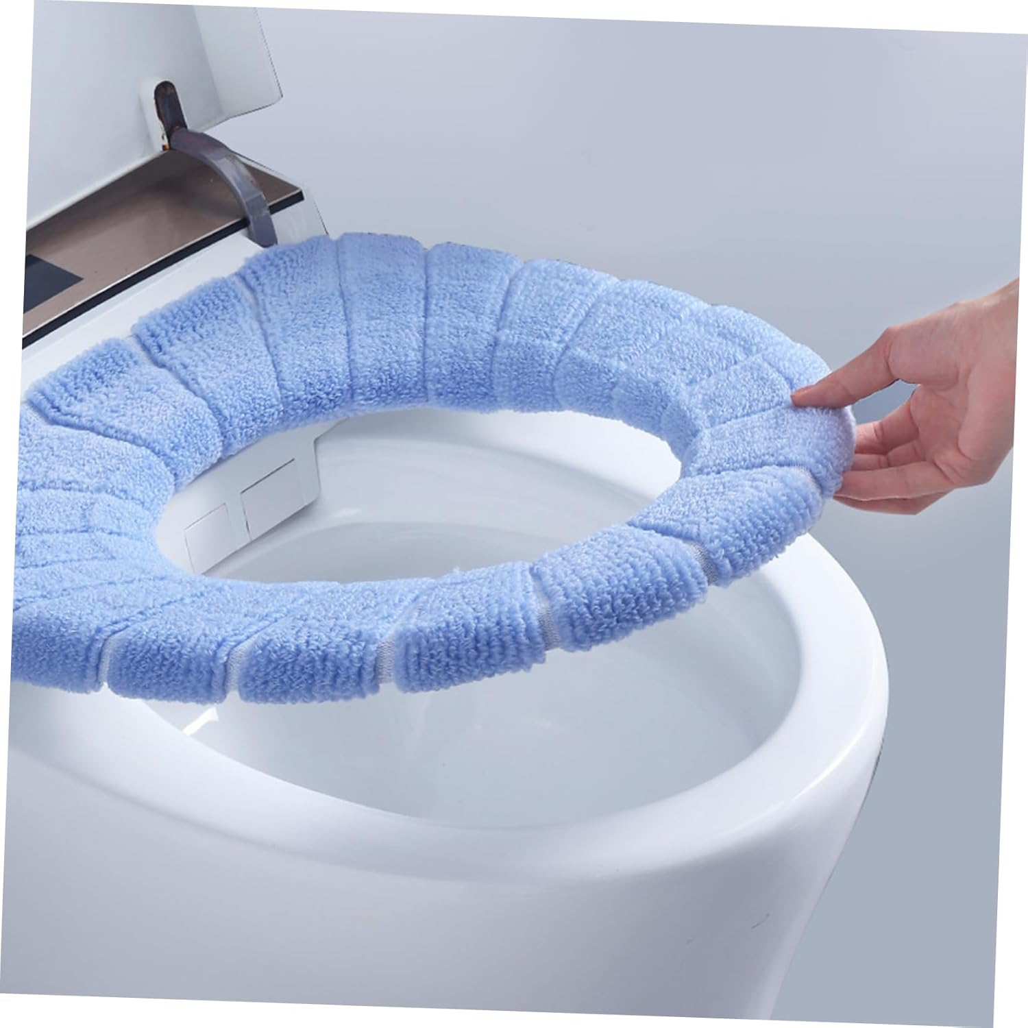 Healifty 4Pcs Toilet Mat Blue Seat Covers Black Pouf Foldable Potty Washable Toilet Pads Breathable Toilet Cover Toilet Cushion Non Bathroom Cover Warm Covers for Toilet Washable Seat Pads