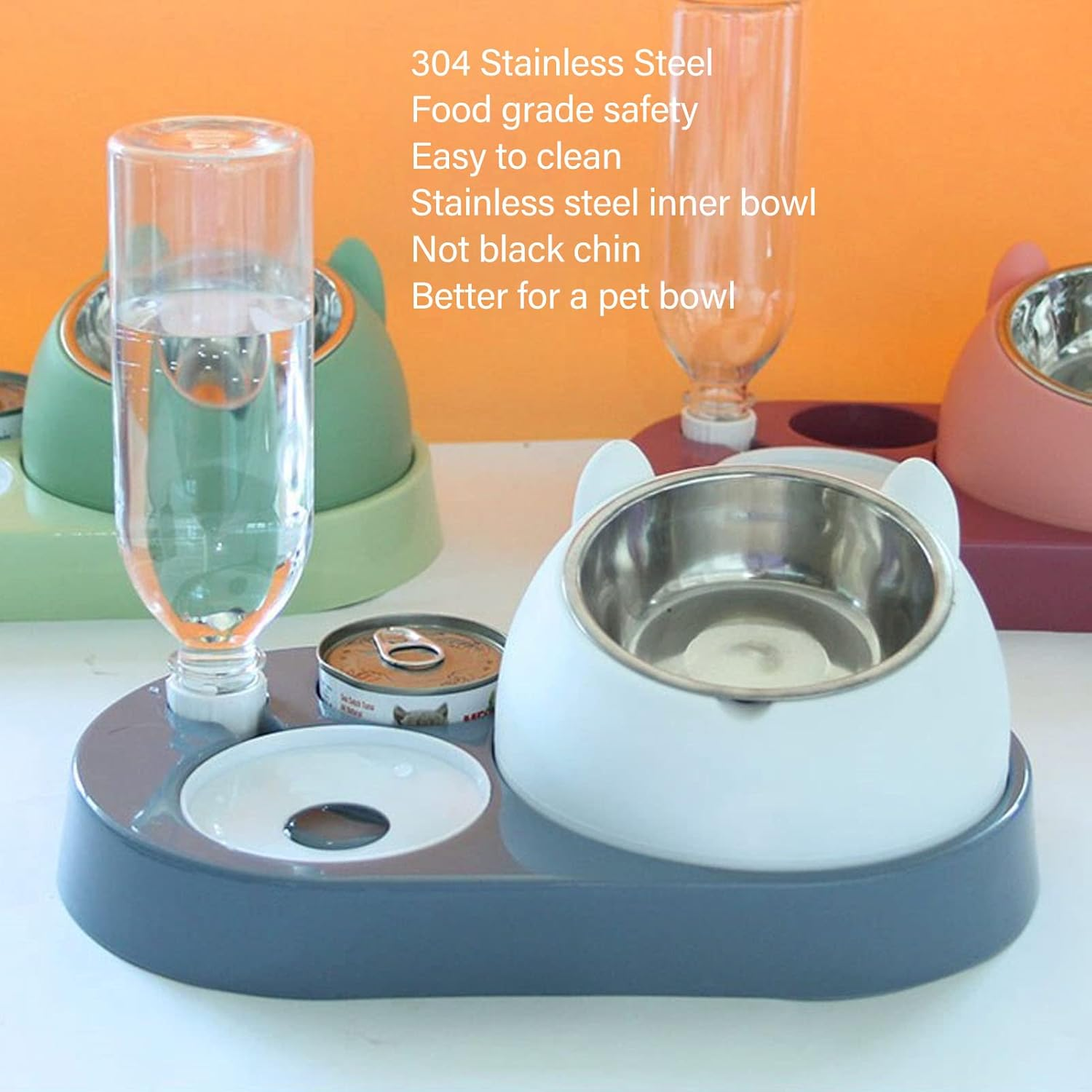 Cat Food Bowl, Removable, Tilted Food Grade 304 Stainless Steel with Inclined Base, 200 Ml Capacity, Elevated, Tilting Feeding Bowl For image number 4