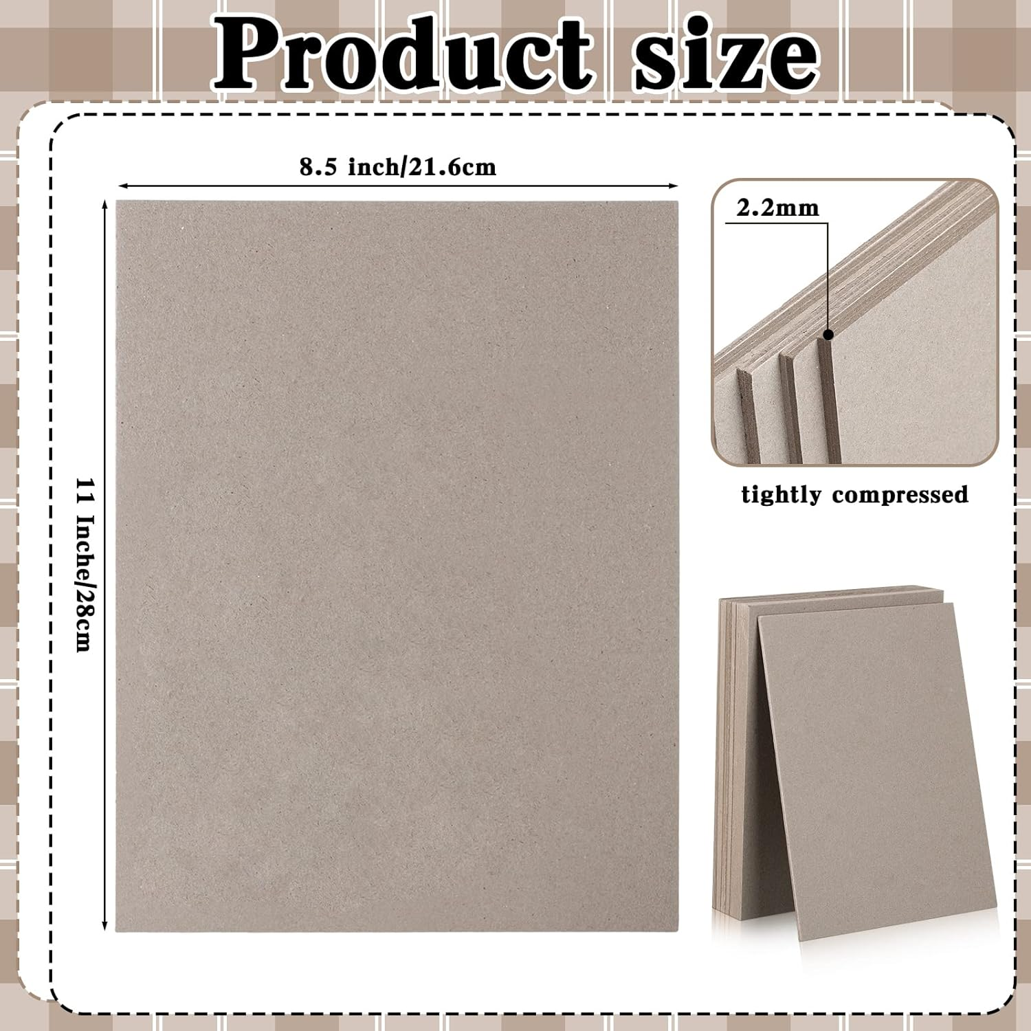 BBTO 20 Pcs Book Board, Binders Board Chipboard Designer Bookboard Heavy Duty Chipboard Sheets Bookbinding Supplies for Book Binding Materials Cover(8.5 X 11 In,80 Pt) image number 4