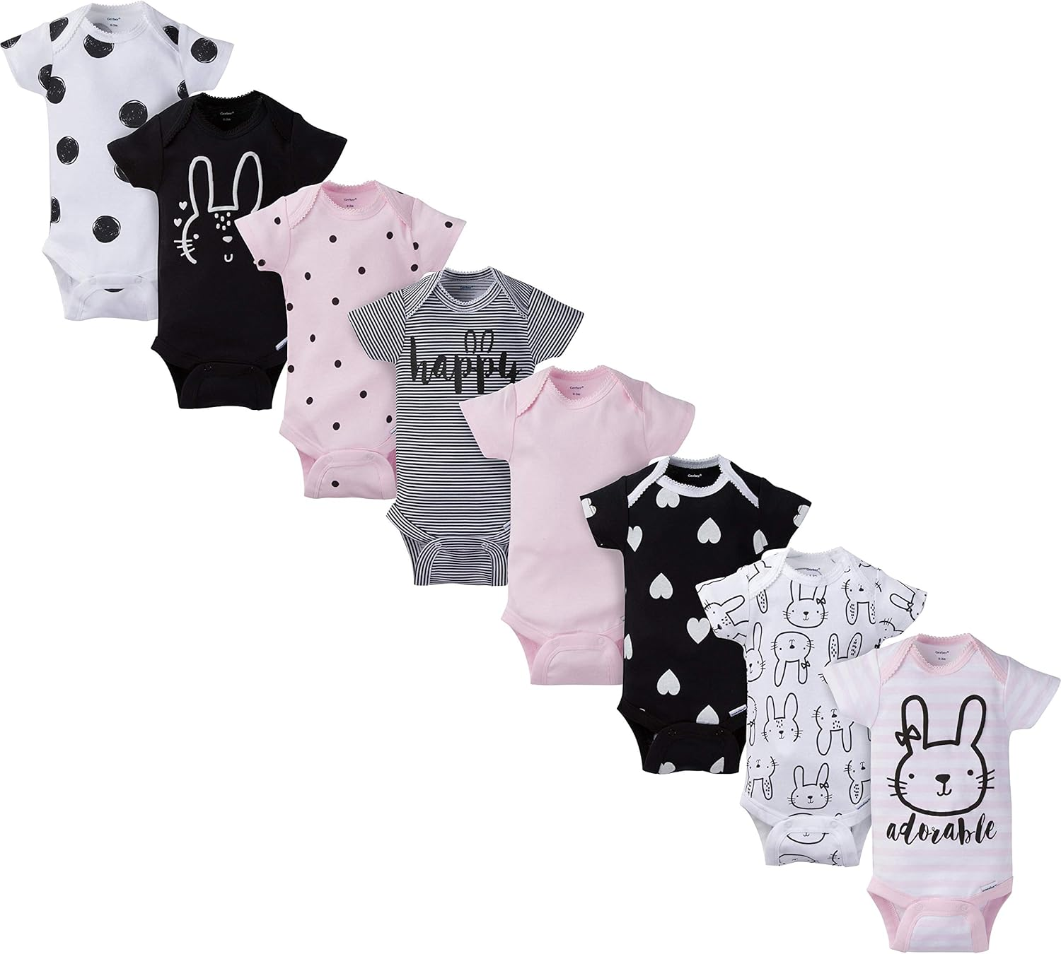 Gerber Baby Girls' 8 Pack Short Sleeve Onesies Bodysuits