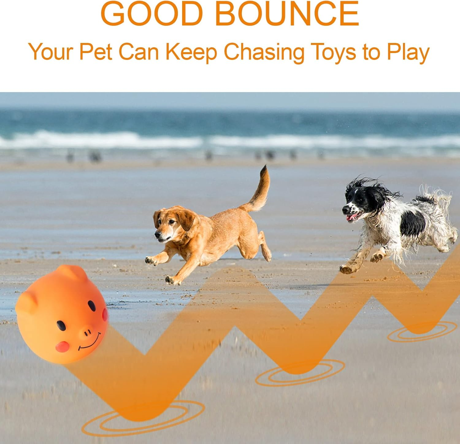 Coricorsu Dog Toy Squeaky Dog Toys Chewing Durable Teething Latex Rubber Soft Interactive Fetch Play Dog Balls with Funny Pig Face for Puppy Small Medium Pet Dog (6PCS) image number 4