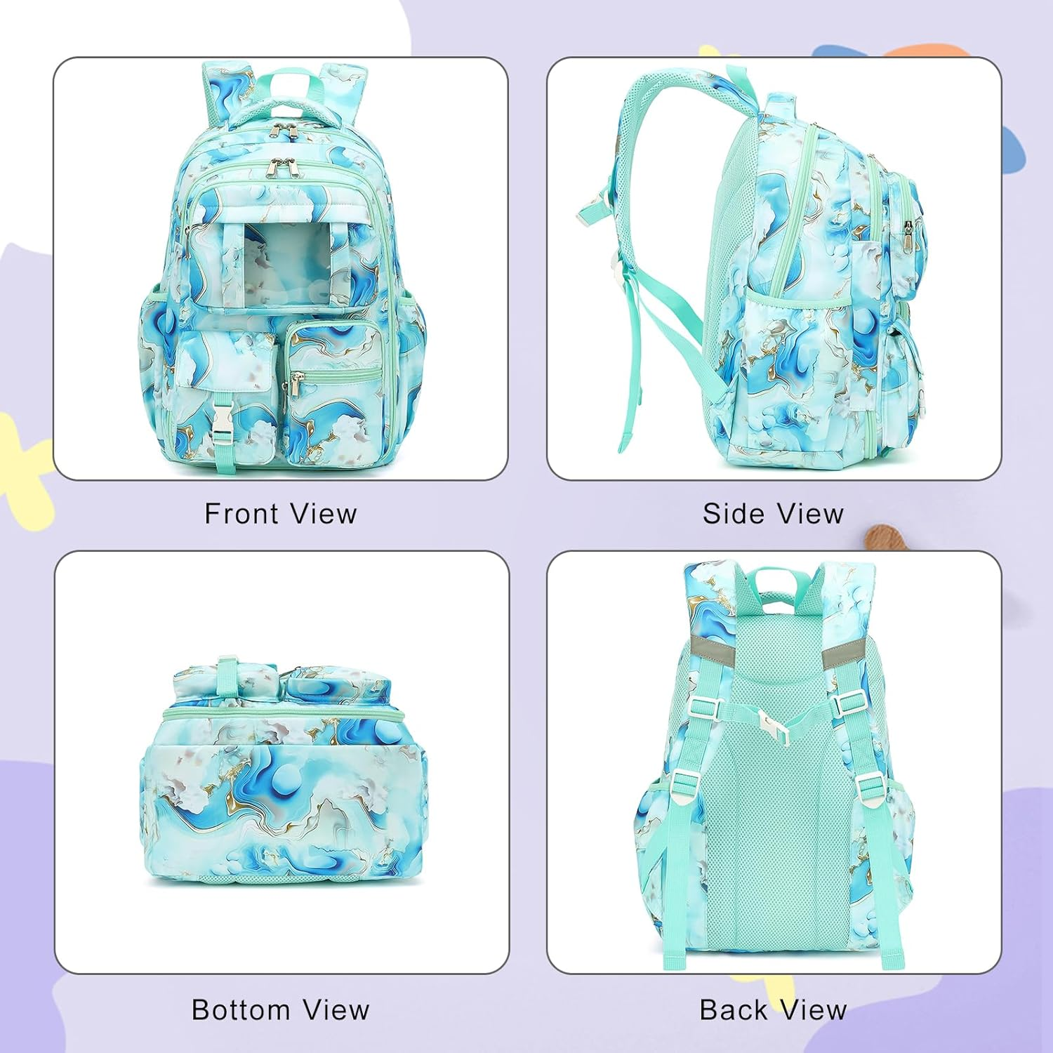 Backpack for Girls Refrigerator Door School Bag for Kids Teen Women Casual Travel Daypacks image number 3