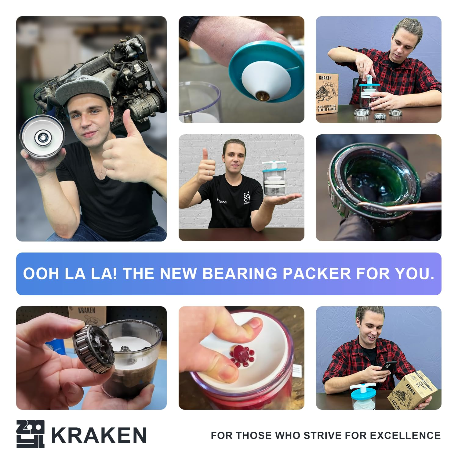 Rotation Hand Bearing Packer Tool, Inject Bearing Grease into Bearing Safely, Easily, Effortlessly, Wheel Bearing Grease Packer Tool, 50-Inch Drop Protection, Automatic Bearing Center Locator image number 5