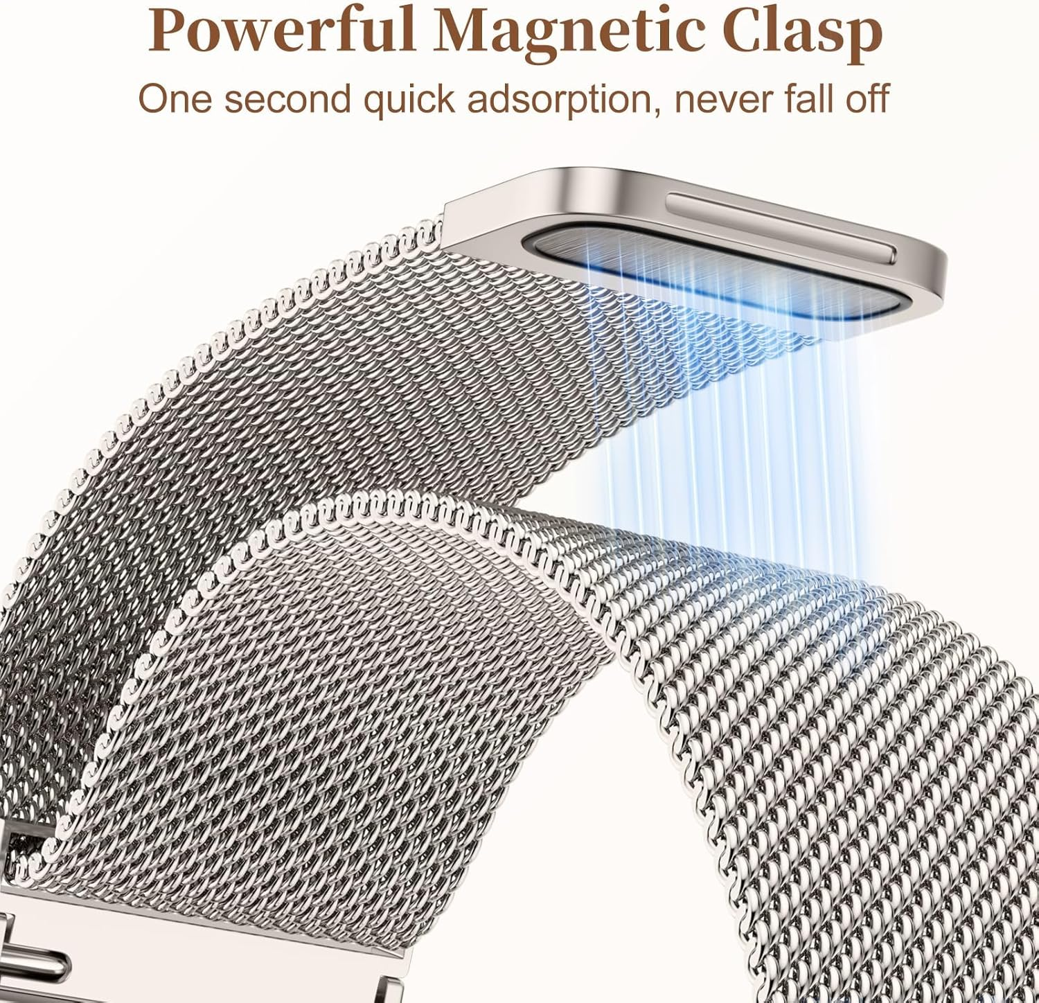 Witzon Mesh Loop Compatible with Apple Watch Bands for Women 40Mm 41Mm 42Mm 44Mm 45Mm 46Mm 49Mm 38Mm Series 10 9 8 7 6 5 4 3 2 1 SE, Metal Stainless Steel Magnetic Strap for Iwatch Bands image number 3