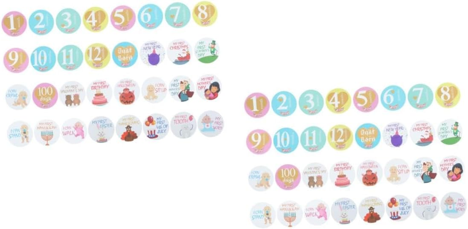 Kisangel 64Pcs First Year Milestone Stickers Monthly Growth Chart Holiday Decor for Parents image number 1