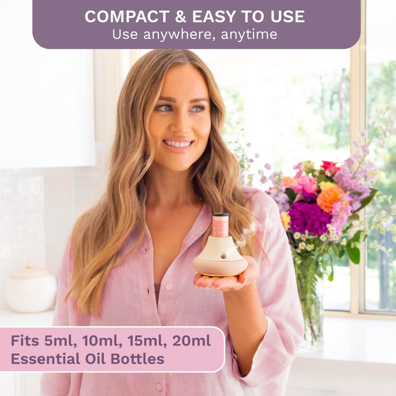 Lively Living Aroma Oil Waterless Diffuser + Oil - (10Ml) Frankinsence Organic Essential Oil USB Rechargeable Battery Operated, Cordless Diffuser, Portable, Wireless & Noiseless with 3 Mist Settings image number 1