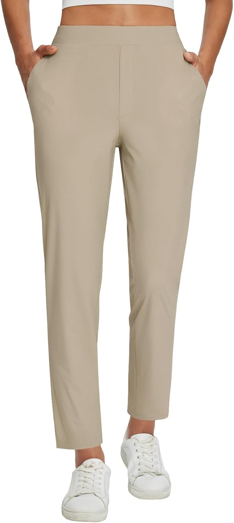 Baleaf Womens Travel Pants Lightweight Ankle Dress Pants with Zipper Pockets Golf Pants Stretch Petite Work Summer UPF50